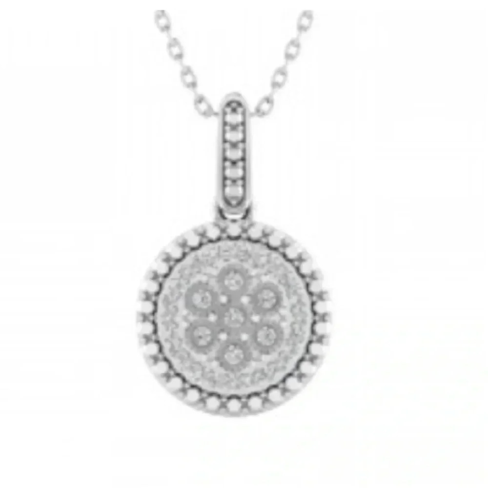Womens Solid‎ Sterling Silver 0.01 CTW Diamond 18 Inch Necklace